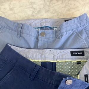 Bonobos Casual Blue Bottoms Flat Front Design